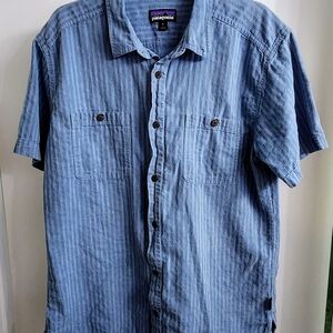 Patagonia Blue Men's Shirt XL Triple Pin Stripe Button Down